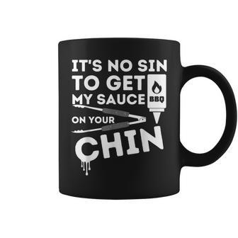 Its No Sin To Get My Sauce Funny Bbq Smoker Barbecue Grill Coffee Mug | Mazezy
