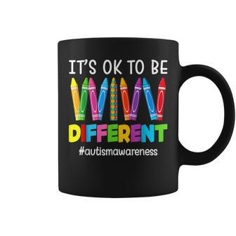 Its Ok To Be Different Autism Awareness Crayons Teacher Coffee Mug | Mazezy