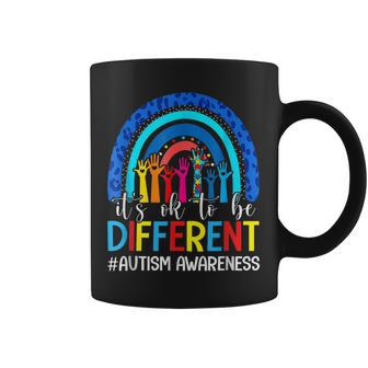 Its Ok To Be Different Autism Awareness Leopard Rainbow Coffee Mug | Mazezy