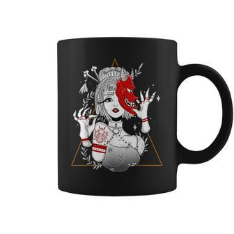 Japanese Demon Culture Samurai Geisha Girl Hannya Gift Coffee Mug - Seseable