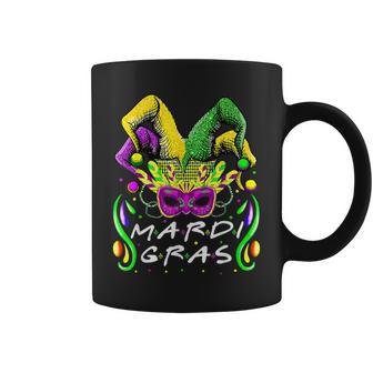 Jester Hat Mardi Gras 2023 Beads Mask Feathers Costume V2 Coffee Mug | Seseable CA