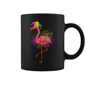 Jester Pink Flamingo Bird Animal Cute Mardi Gras Carnival Coffee Mug - Seseable