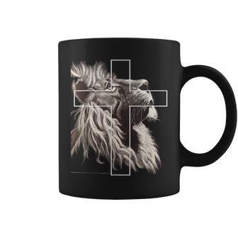 Jesus Lion Of Judah Christian Cross Coffee Mug - Seseable