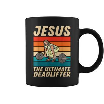 Jesus The Ultimate Deadlifter Funny Vintage Gym Christian Coffee Mug | Mazezy CA