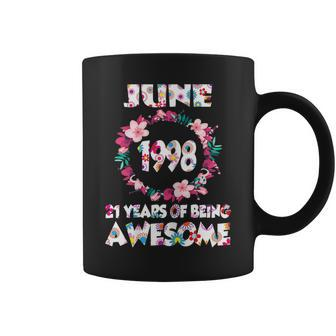 June 1998 21St Birthday Gifts Floral For Women Girl Coffee Mug | Mazezy