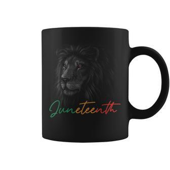Juneteenth Black King Melanin Dad Fathers Day Men Lion Leo Coffee Mug | Mazezy