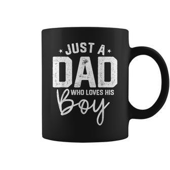 Just A Dad Who Loves His Boy Daddy Son Matching Fathers Day Coffee Mug | Mazezy