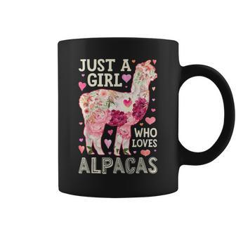 Just A Girl Who Loves Alpacas Funny Alpaca Silhouette Flower Coffee Mug | Mazezy