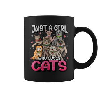 Just A Girl Who Loves Cats Cute Cat Lover Cat Mom Girl Coffee Mug - Seseable