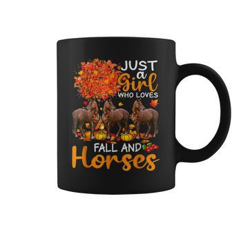 Just A Girl Who Loves Fall And Horses Thanksgiving Farmer Coffee Mug - Thegiftio UK
