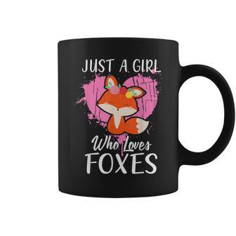 Just A Girl Who Loves Foxes T Pink Cute Heart And Fox Coffee Mug - Seseable