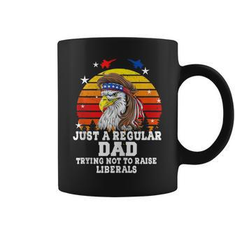 Just A Regular Dad Trying Not To Raise Liberals Vintage Usa Coffee Mug - Seseable