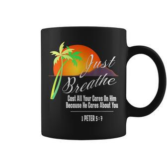 Just Breathe-Christian-God-Faith Cross 1 James 57 Gift  Coffee Mug