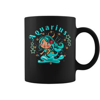 Kawaii Zodiac Sign Aquarius Girl Coffee Mug | Mazezy DE