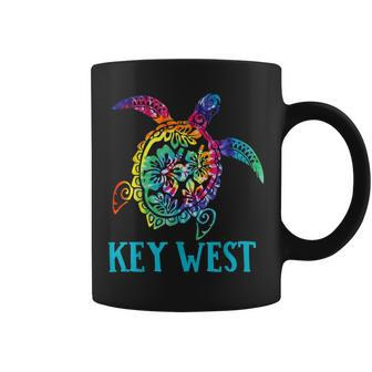 Key West Florida Sea Turtle Hibiscus Tie Dye Summer Coffee Mug | Mazezy