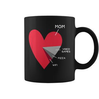 Kids Funny Heart Mom Video Games Pizza Wifi Valentines Day Coffee Mug | Mazezy
