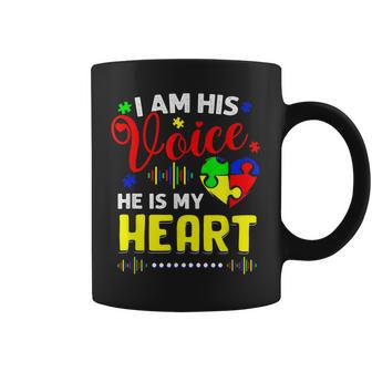 Kids I Am His Voice He Is My Heart Autism Awareness Mom Dad Coffee Mug | Mazezy