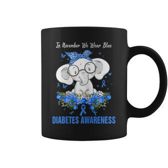 Kids In November We Wear Blue Elephant Diabetes Awareness Coffee Mug - Thegiftio UK