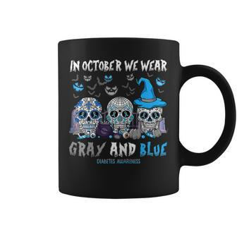 Kids Sugar Skull In November We Wear Gray And Blue Diabetes Coffee Mug - Thegiftio UK