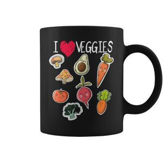 Kids Vegan Vegetarian I Love Vegetables Funny Boys Girls Mom Coffee Mug - Seseable