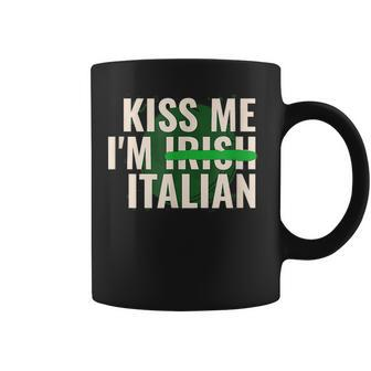 Kiss Me Im Irish Italian Funny St Patricks Day Coffee Mug - Seseable