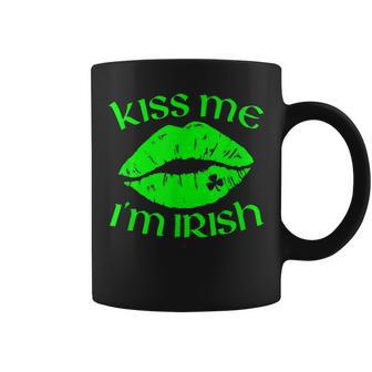 Kiss Me Im Irish Lips Sexy St Patricks Day Coffee Mug - Seseable