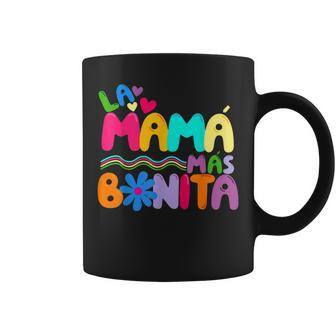 La Mama Mas Bonita Retro Groovy Funny Spanish Mothers Day Coffee Mug | Mazezy