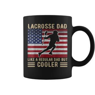 Lacrosse Dad Like Regular Dad American Flag Fathers Day Gift For Mens Coffee Mug | Mazezy