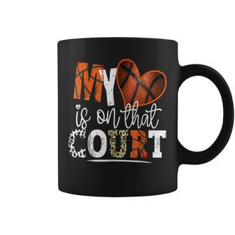 Leopard Basketball Mom My Heart Is On That Court Basketball Coffee Mug | Mazezy CA