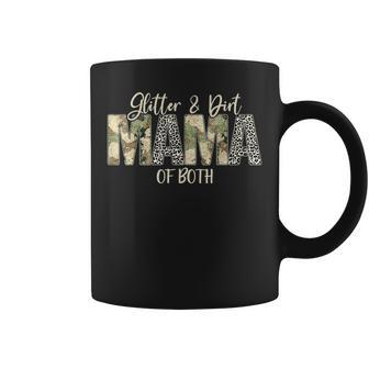 Leopard Glitter Dirt Mom Mama Of Both Camouflage Mothers Day Coffee Mug | Mazezy