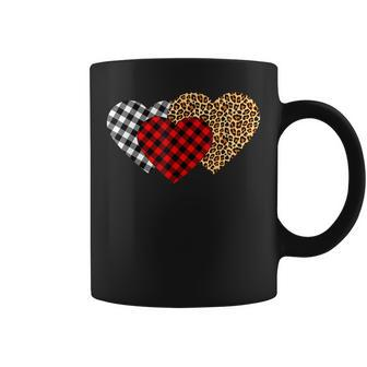 Leopard Heart Buffalo Plaid Heart Valentine Day Coffee Mug - Seseable