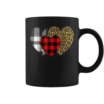 Leopard Heart Buffalo Red Black Plaid Heart Valentine Day V2 Coffee Mug - Seseable