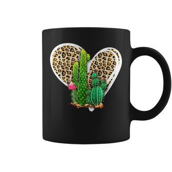 Leopard Heart Cactus Valentines Day Gifts For Women Coffee Mug | Mazezy