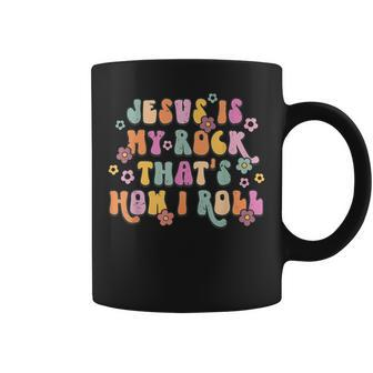 Leopard Jesus Is My Rock And That Is How I Roll Retro Groovy Coffee Mug | Mazezy