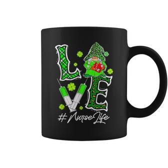 Leopard Love Nurse Life Gnome Shamrock St Patricks Day Coffee Mug - Seseable