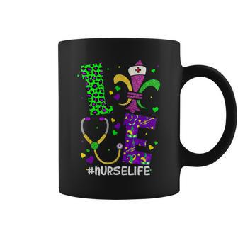 Leopard Love Nurse Life Scrub Nurse Mardi Gras Women Rn Icu Coffee Mug - Seseable