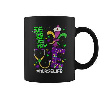 Leopard Love Nurse Life Scrub Nurse Mardi Gras Women Rn Icu V2 Coffee Mug - Seseable