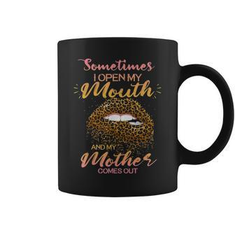 Leopard Plaid Sometimes I Open My Mouth My Mother Comes Out Coffee Mug - Seseable