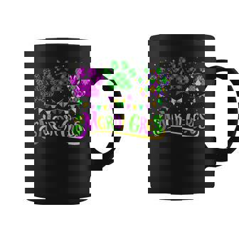 Leopard Print And Buffalo Plaid Dog Paw Mardi Gras Beads Coffee Mug | Seseable CA
