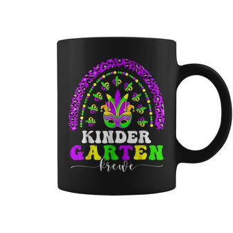 Leopard Rainbow Kindergarten Crew Teacher Funny Mardi Gras Coffee Mug - Seseable