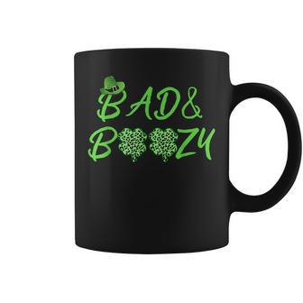Leopard Shamrock Bad And Boozy Funny St Patrick Day Drinking Coffee Mug | Mazezy
