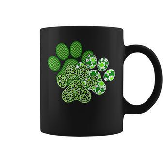 Leopard Shamrocks St Patricks Day Dog Paw Print Cute Coffee Mug - Seseable