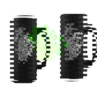 Leopard Shamrocks St Patricks Day Dog Paw Print Cute Coffee Mug | Seseable CA