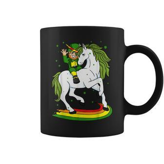 Leprechaun Riding A Magical St Patricks Day Unicorn Coffee Mug - Seseable