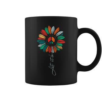 Let It Be Sunflower Peace Sign Hippie Color Coffee Mug - Thegiftio UK