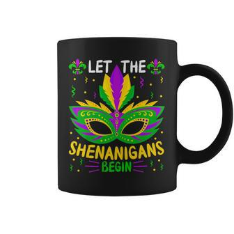 Let The Funny Shenanigans Begin Carnival Mardi Gras Coffee Mug - Seseable