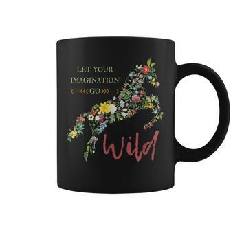 Let Your Imagination Go Wild Botanical Flower Horse Coffee Mug | Mazezy