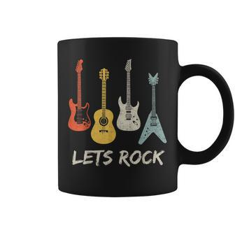 Lets Rock Rock N Roll Guitar Retro Gift Men Women Coffee Mug | Mazezy