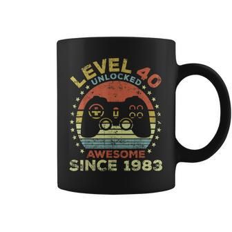 Level 40 Unlocked Awesome Since 1983 40Th Birthday Gaming Coffee Mug - Seseable