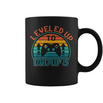 Leveled Up To Dad Of 3 Funny Gaming Daddy Again Vintage Coffee Mug - Seseable